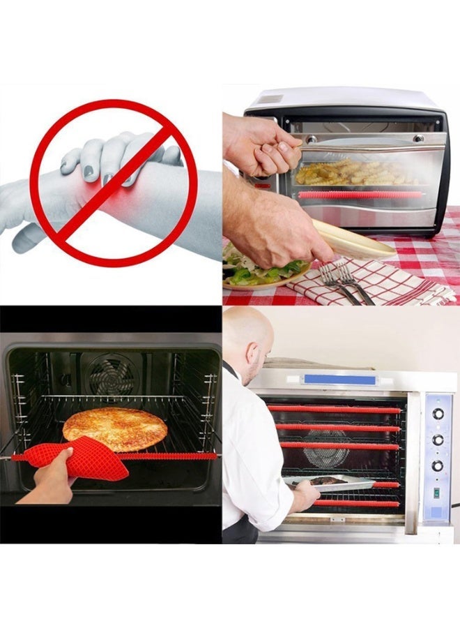 Oven Rack Shields,2 Pack Silicone Oven Rack Guards,Heat Resistant Oven Rack Shields,14 Inches Oven Rack Edge Cover Liner,Prevent Hand/Arm Against Burns(Red) - Image 2